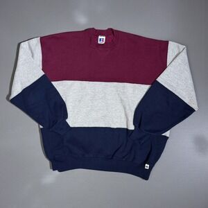 Vintage Russell Athletic Sweatshirt Mens XL Color Block Crewneck Made In USA 90s